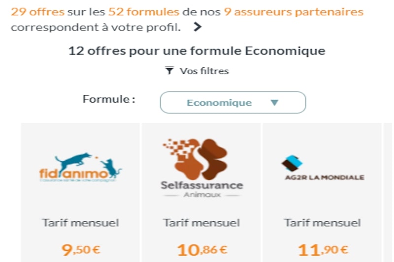 quelques prix bas d'assurances santé pour chien